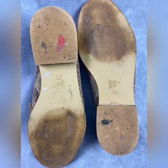 Anthropologie Seychelles Weekenders Tan Tiger Eye Reptile Leather Loafers Sz 8.5 - Picture 8 of 12